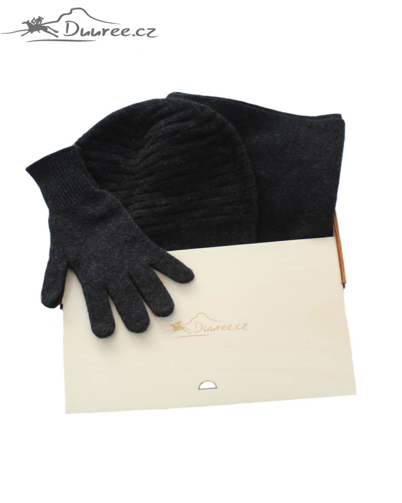 Geschenkset Rose: Mütze, Handschuhe und Schal aus 100 % Kaschmir