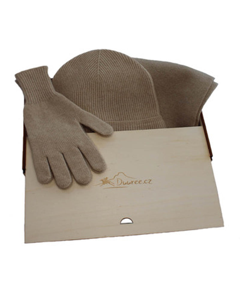 Geschenkset Classik, 3-teilig: Mütze, Handschuhe und Schal aus 100 % Kaschmir