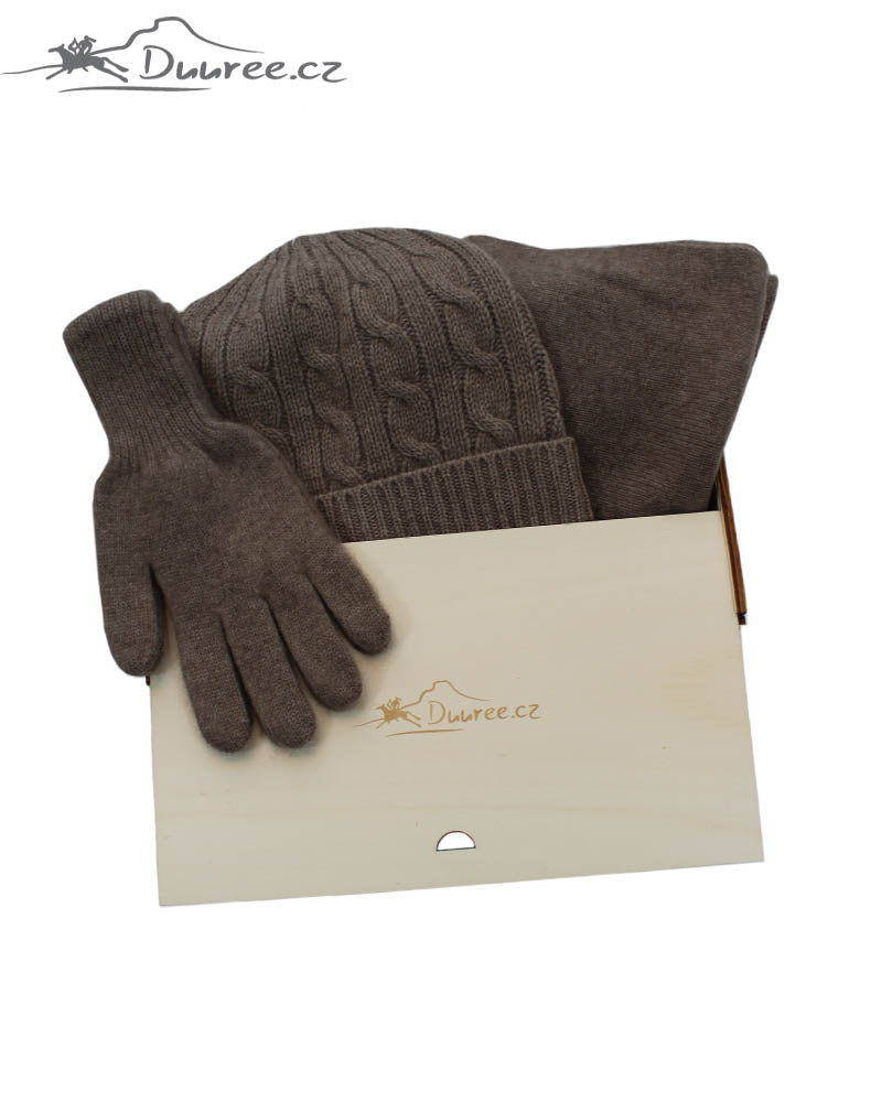 Geschenkset Gerard: Mütze, Handschuhe und Schal aus 100 % Kaschmir