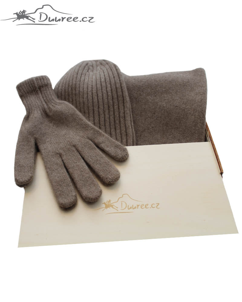 Geschenkset Kerim: Mütze, Handschuhe und Schal aus 100 % Kaschmir