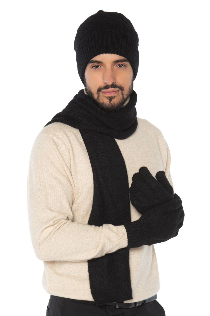 Geschenkset Gerard: Mütze, Handschuhe und Schal aus 100 % Kaschmir