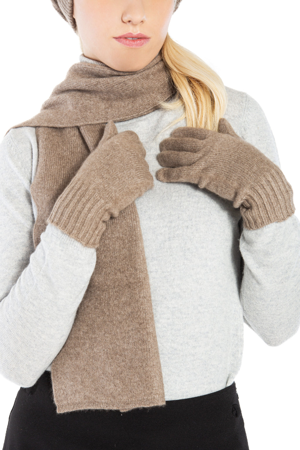 Geschenkset Isabelle: Mütze, Handschuhe und Schal aus 100 % Kaschmir