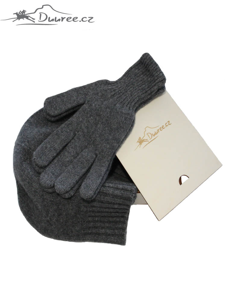 Geschenkset aus Mütze und Handschuhen aus 100 % Kaschmir
